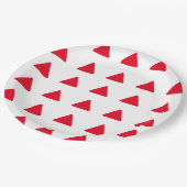 Rood wit driehoekspatroon modern kunstwerk papieren bordje (Gekanteld)