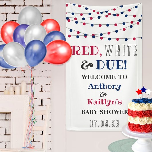 Rood, wit & due! 4 juli Baby shower Spandoek