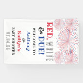 Rood, wit & due! 4 juli Baby shower Spandoek (Horizontaal)
