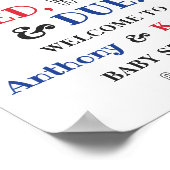 Rood, wit & due! 4 juli Baby shower welkom Poster (Hoek)