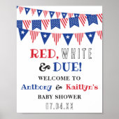 Rood, wit & due! 4 juli Baby shower welkom Poster (Voorkant)
