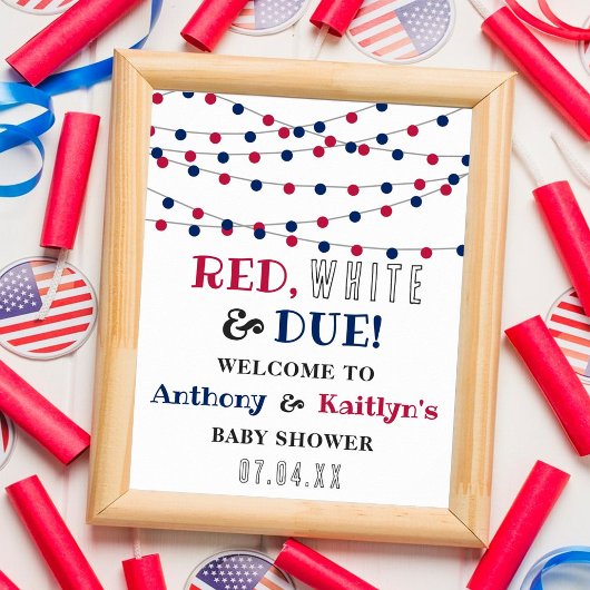 Rood, wit & due! 4 juli Baby shower welkom Poster