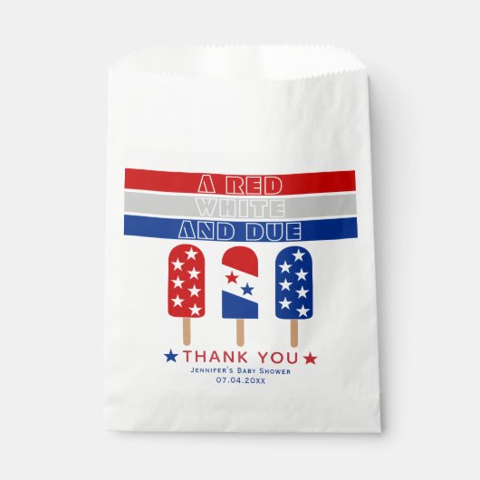 Rood Wit Due 4th van juli fpopsicles baby shower Bedankzakje (Voorkant)
