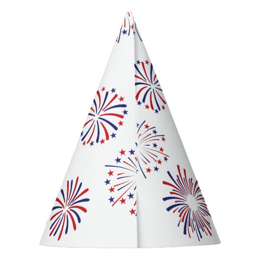 Rood Wit Due 4th van juli vuurwerk baby shower Feesthoedjes (Achterkant)