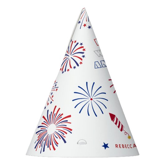 Rood Wit Due 4th van juli vuurwerk baby shower Feesthoedjes (Links)