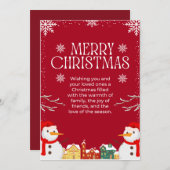 Rood & Wit Eenvoudig Vrolijk Kerstmisontwerp Feestdagenkaart (Voorkant / Achterkant)