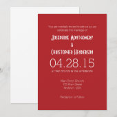 Rood Wit Eenvoudige Moderne Huwelijksuitnodiging Kaart (Voorkant / Achterkant)