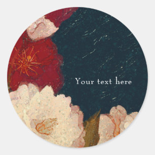Rood & Wit Elegant Modern Chic Bloemstuk Favor Ronde Sticker