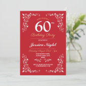 Rood Wit Elegant Verjaardag Vrouwen Classy 60th Kaart (Staand voorkant)