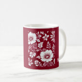 rood & wit elegante  Bloemen Koffiemok (Voorkant rechts)