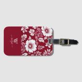 rood & wit elegante  bloemstijl bagagelabel (Voorkant (horizontaal))