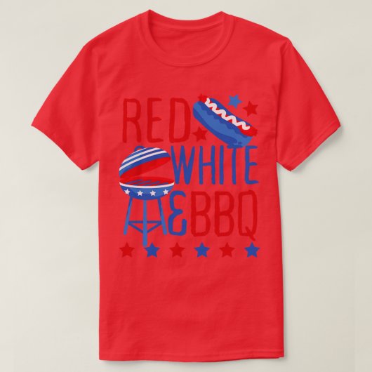 Rood Wit en BBQ Grappig 4 juli Pun T-shirt (Design voorkant)