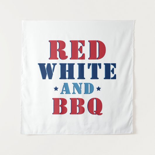 Rood Wit en BBQ Grappig 4 juli Wandkleed (Voorkant)