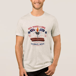 Rood, wit en BBQ - Sizzle. Vier het. Herhaal Tri-Blend Shirt