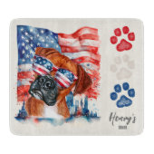Rood Wit en Blauw 4 juli Boxer Amerikaanse Vlag Snijplank (Voorkant)