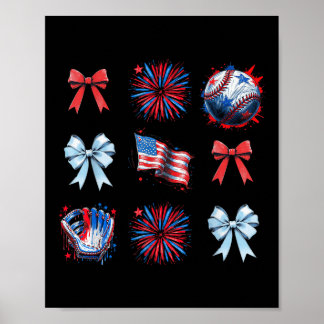 Rood Wit En Blauw 4 Juli Coquette Honkbal B Poster