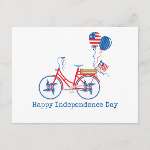 Rood Wit en Blauw 4 juli Fantasievolle Fiets Briefkaart