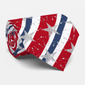 Rood wit en blauw 4 juli Grote ster gebogen Stropdas (Opgerold)