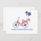 Rood Wit en Blauw 4 juli Whimsical Fiets Briefkaart (Voorkant / Achterkant)