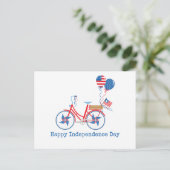 Rood Wit en Blauw 4 juli Whimsy Fiets Briefkaart (Staand voorkant)