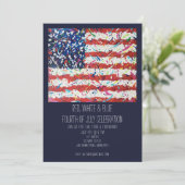 Rood, wit en blauw, 4e juli uitnodiging (Staand voorkant)