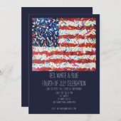 Rood, wit en blauw, 4e juli uitnodiging (Voorkant / Achterkant)