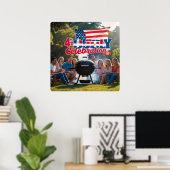 Rood, wit en blauw 4th of July Scene Poster (Thuiskantoor)