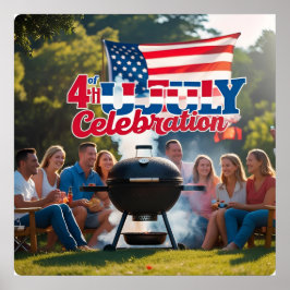 Rood, wit en blauw 4th of July Scene Poster