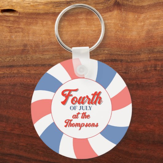 Rood Wit en Blauw Aangepaste Vierde juli Sleutelhanger (Voorkant)