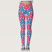 Rood wit en blauw abstract geometrisch patroon leggings (Voorkant)