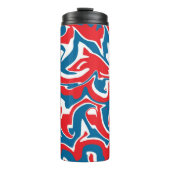 Rood wit en blauw abstract patroon thermosbeker (Voorkant)