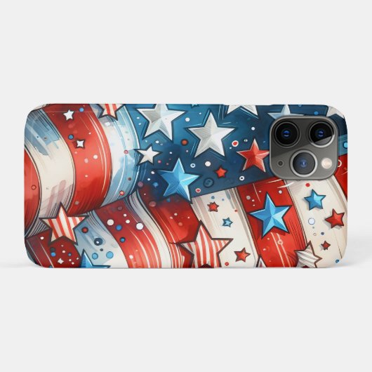 Rood, Wit en Blauw Abstract US Flag Patriottisch Case-Mate iPhone Case (Achterkant (horizontaal))