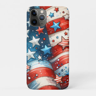 Rood, Wit en Blauw Abstract US Flag Patriottisch iPhone 11 Pro Hoesje
