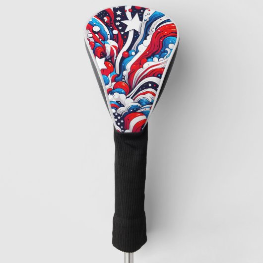 Rood, Wit en Blauw Abstract US Flag Patriottisch Golfheadcover (Voorkant)