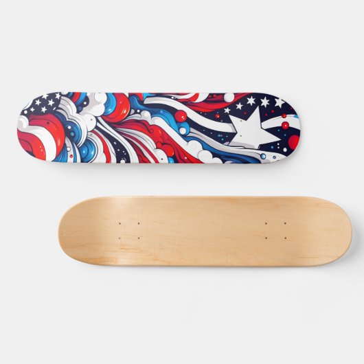 Rood, Wit en Blauw Abstract US Flag Patriottisch Skateboard (Horizontaal)