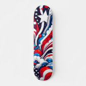 Rood, Wit en Blauw Abstract US Flag Patriottisch Skateboard (Voorkant)