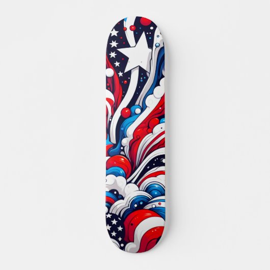 Rood, Wit en Blauw Abstract US Flag Patriottisch Skateboard (Voorkant)