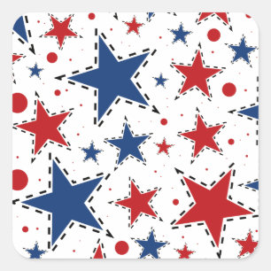 Rood, wit en blauw afdrukpatroon vierkante sticker