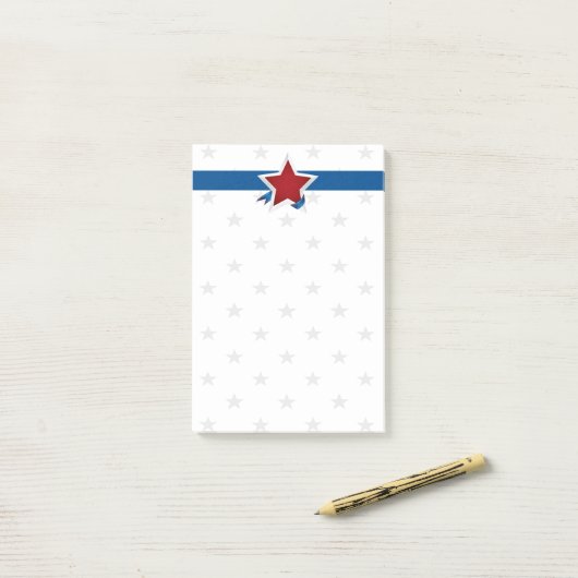 Rood wit en blauw americana patroon post-it® notes (Op bureau)