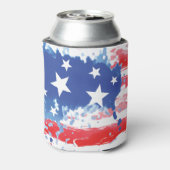 Rood Wit en Blauw Amerikaans Vlag Splatter Blikjeskoeler (Blikje Achterkant)