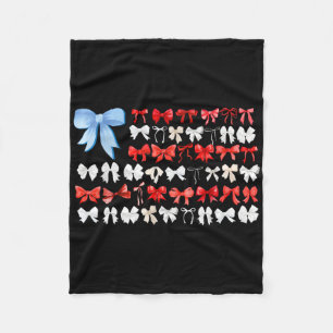 Rood wit en blauw Amerikaanse Coquette Bows Funny Fleece Deken
