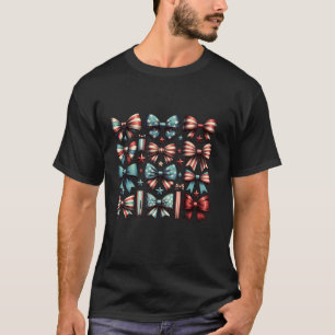 Rood wit en blauw Amerikaanse Coquette Bows Funny  T-shirt