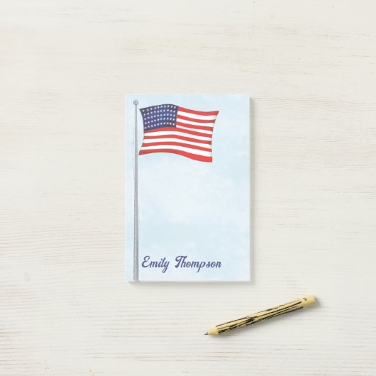 Rood Wit en Blauw Amerikaanse Vlag Custom Post-it® Notes (Op bureau)