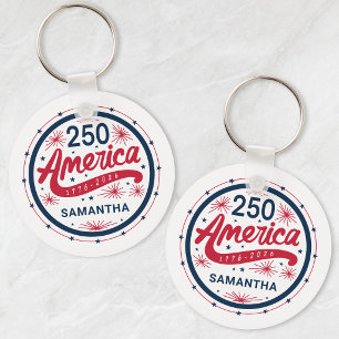 Rood Wit en Blauw Amerika's 250e Verjaardag Sleutelhanger
