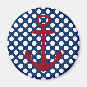 Rood Wit en Blauw Anker op Polka-Dots Magneet (Voorkant)