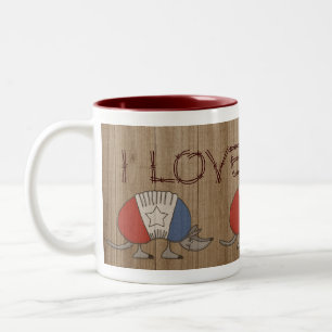 Rood, Wit en Blauw Armadillo-I Love Texas Tweekleurige Koffiemok