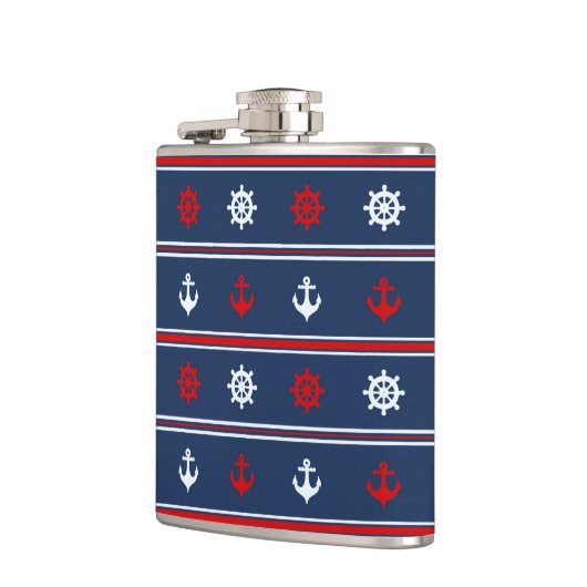 Rood wit en blauw autisch patroon heupfles (Links)