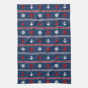 Rood wit en blauw autisch patroon theedoek