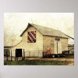 Rood, wit en blauw Barn Quilt Poster
