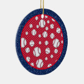 Rood wit en blauw Baseball Keramisch Ornament (Rechts)